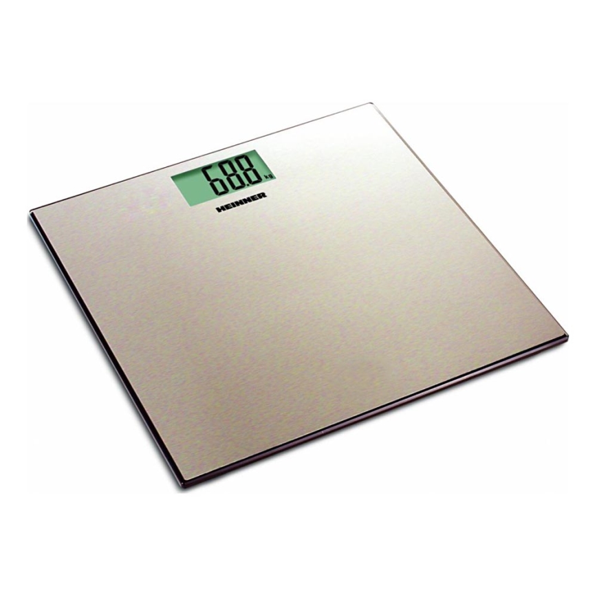 Heinner HBS-180SSGD - Цифровые напольные весы, питание 2xAAA, нержавеющая сталь