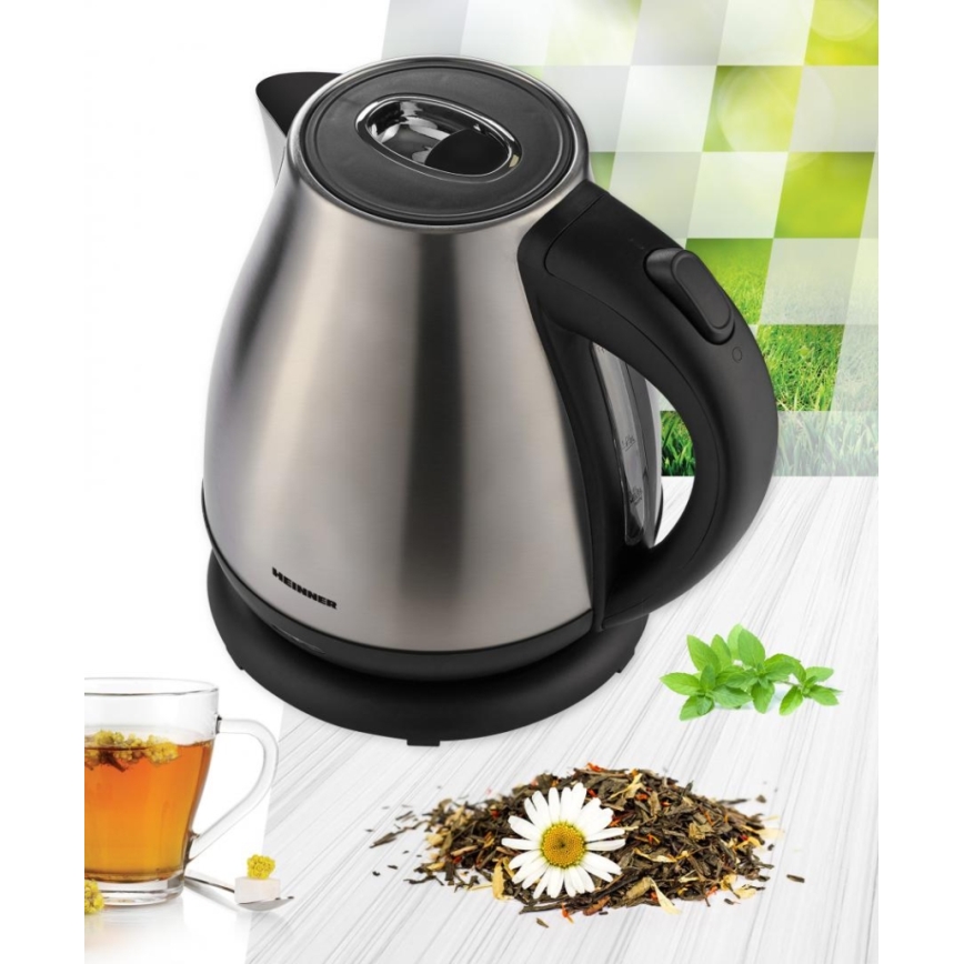 Heinner HEK-17IX - електричний чайник 1,7 л, 2200 Вт/230 В, матовий хром/чорний