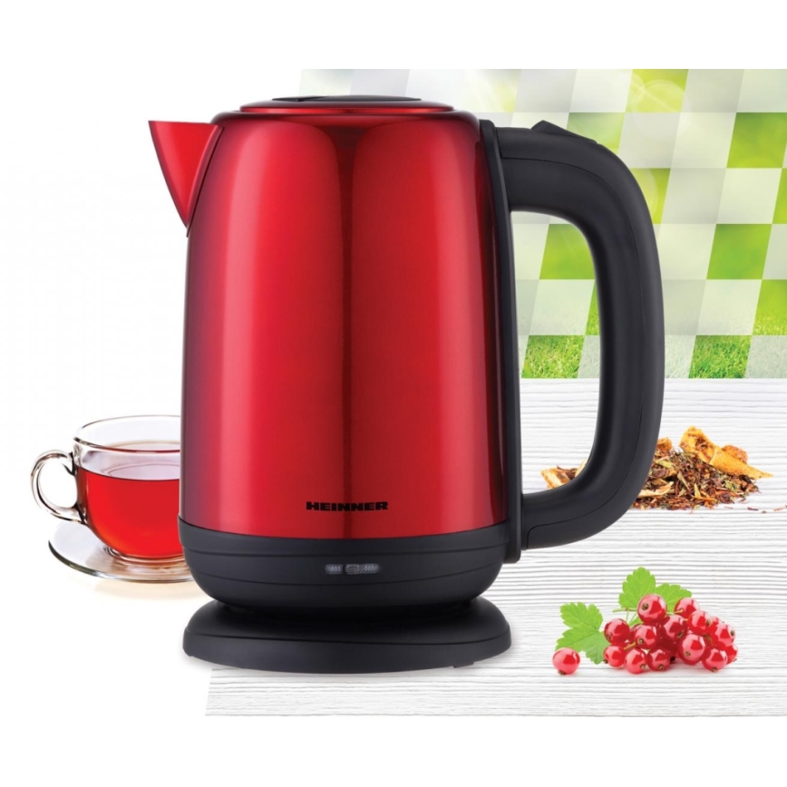 Heinner HEK-2200RDSS - Електрочайник 1,7 л 2200 Вт/230 В червоний/чорний