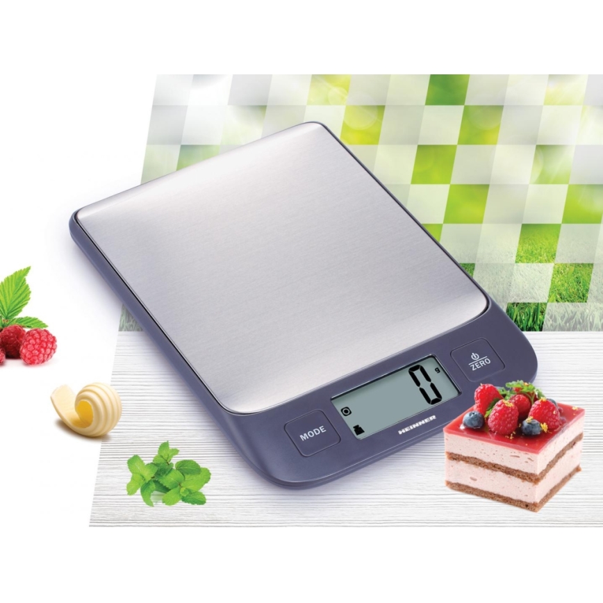 Heinner HKS-5IXBK - Цифрова кухонна вага 2xAAA сірий/матовий хром