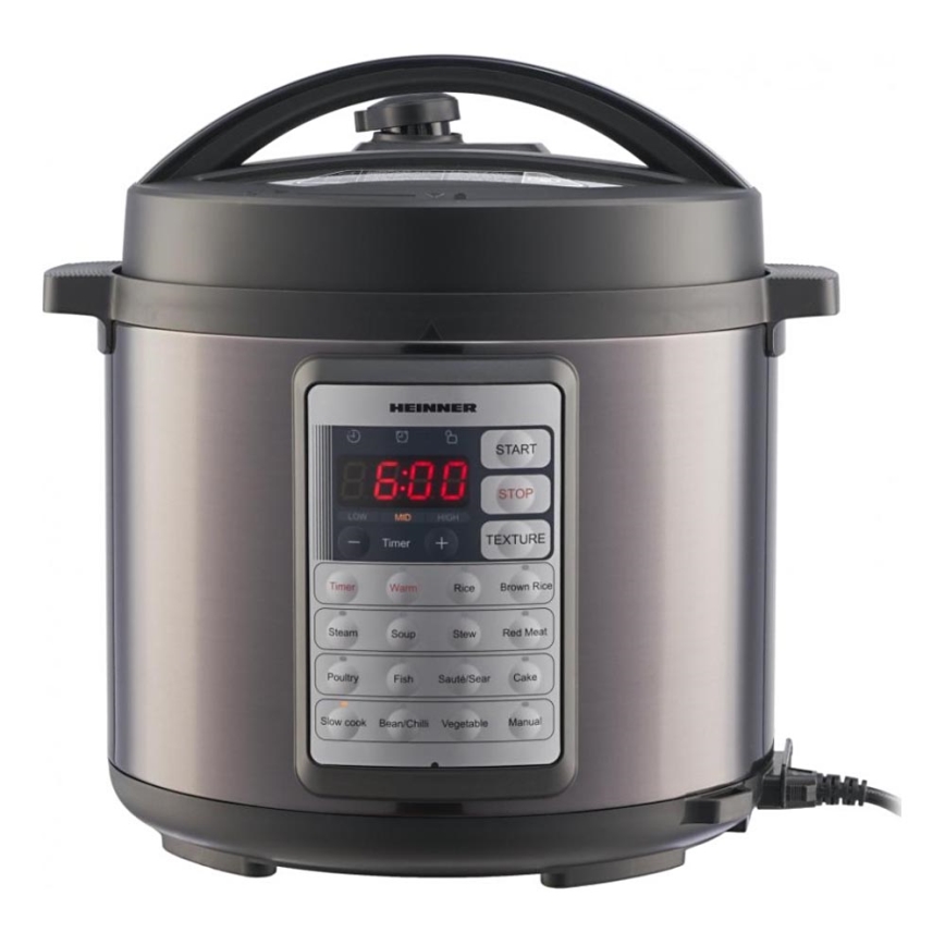 Heinner HPCK-38BK - Багатофункціональна електрична скороварка 5,7 л 1000 Вт/230 В чорна