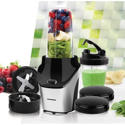 Heinner HSB-T1000SS - Nutri-блендер для смузи, 1000 Вт/230 В, матовый хром/черный