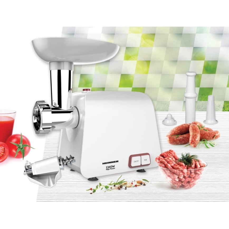 Heinner MG-1340WH - Мясорубка 1340 Вт/230 В белая