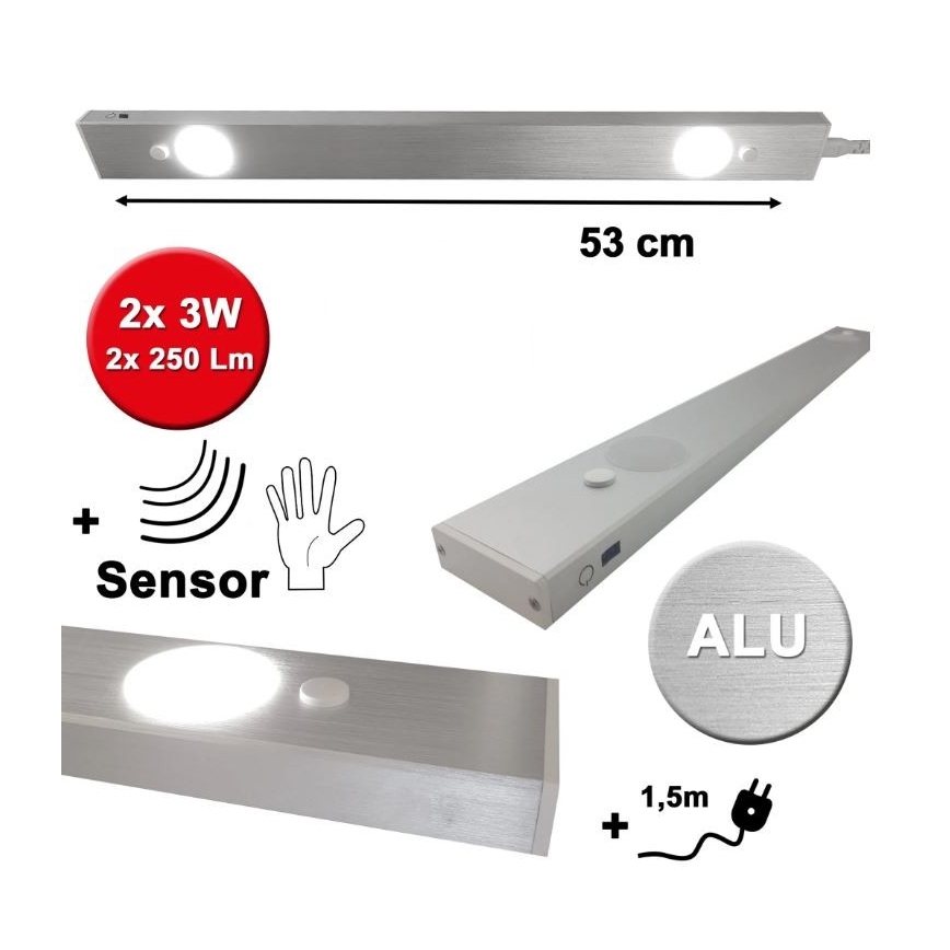 HiLite - LED світильник для підсвітки стільниці з датчиком BERN 2xLED/3W/230V 4000K