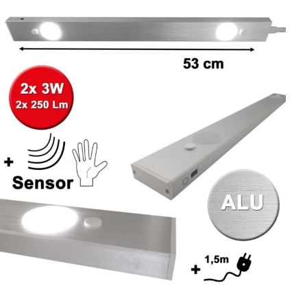 HiLite - Светодиодная лампа для подсветки кухонной столешницы с датчиком BERN 2xLED/3W/230V 4000K