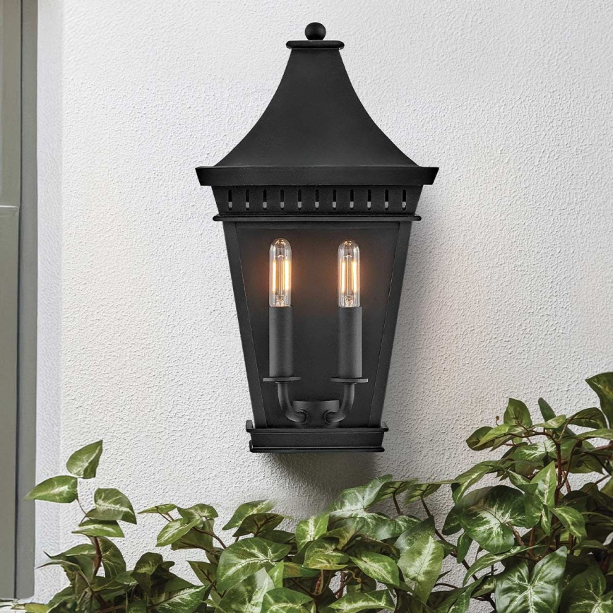Hinkley - Уличный настенный светильник CHAPEL HILL 2xE14/40W/230V IP44 черный