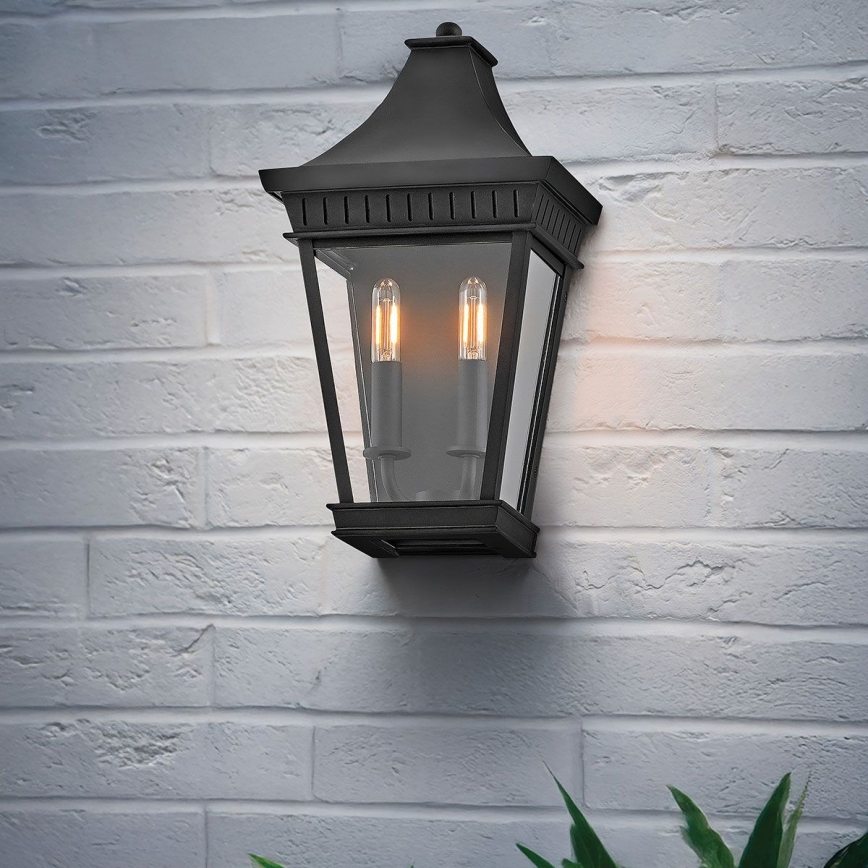 Hinkley - Уличный настенный светильник CHAPEL HILL 2xE14/40W/230V IP44 черный