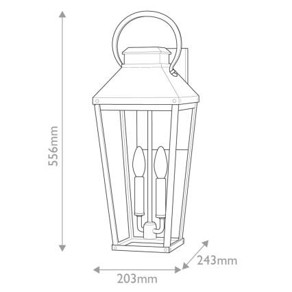 Hinkley - Уличный настенный светильник DAWSON 2xE14/40W/230V IP44 черный