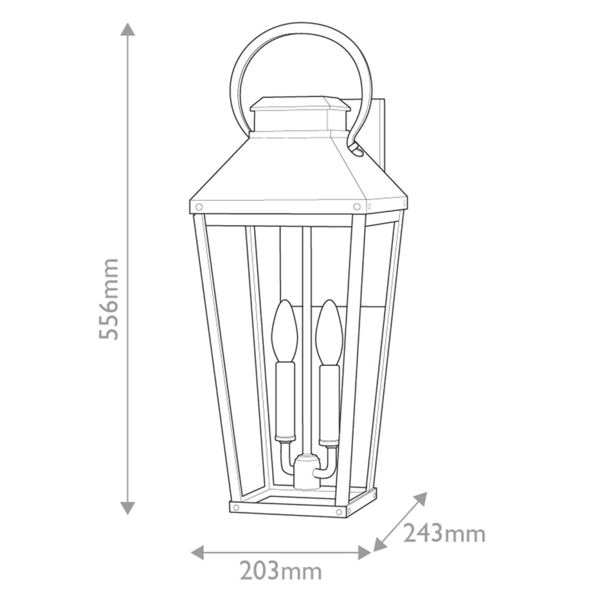 Hinkley - Уличный настенный светильник DAWSON 2xE14/40W/230V IP44 черный