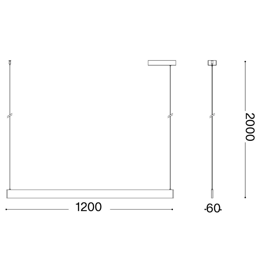 Ідеал Люкс - світлодіодна люстра на тросі ДЕСК АКЦЕНТ 36 Вт/230 В індекс передачі кольору 90 120 см чорна