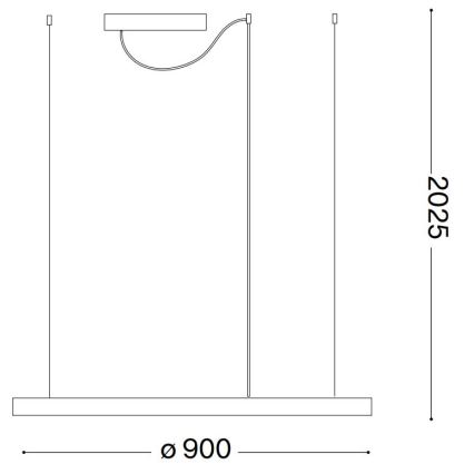 Ideal Lux - LED-підвісна люстра на тросі ORACLE SLIM LED/53W/230V 4000K CRI 90 діам. 90 см чорна