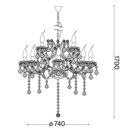 Ideal Lux - Хрустальная люстра на цепи NAPOLEON 12xE14/40W/230V диаметр 74 см золотистый