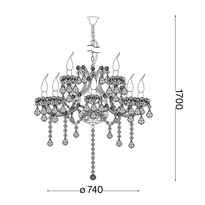 Ideal Lux - Хрустальная люстра на цепи NAPOLEON 12xE14/40W/230V диаметр 74 см золотистый