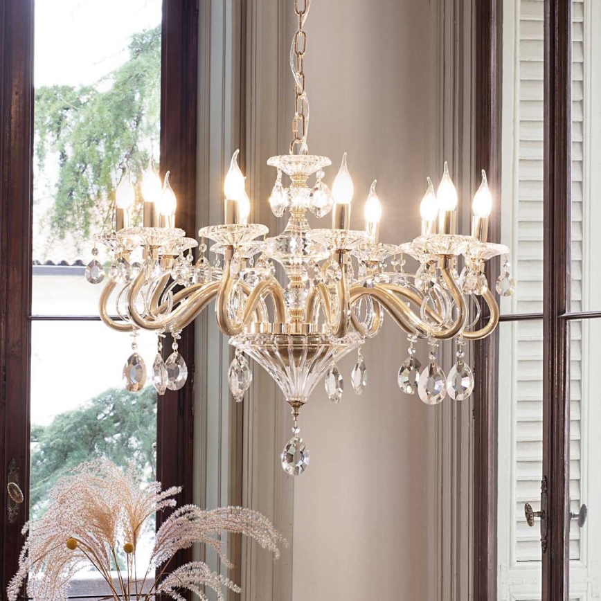 Ideal Lux - Хрустальная люстра на цепи NEGRESCO 10xE14/28W/230V диаметр 85 см золотистый