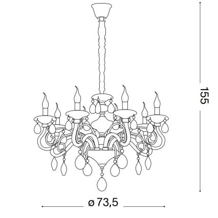 Ideal Lux - Хрустальная люстра на цепи NEGRESCO 8xE14/28W/230V диаметр 73,5 см прозрачный
