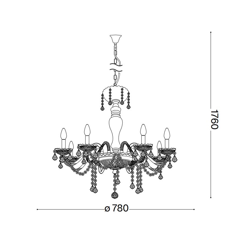 Ideal Lux - Хрустальная люстра на цепи ROSE 8xE14/40W/230V диаметр 78 см бежевый