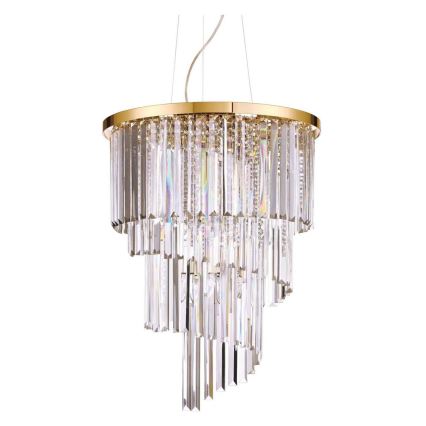 Ideal Lux - Хрустальная подвесная люстра CARLTON 12xE14/40W/230V диаметр 50 см золотистый