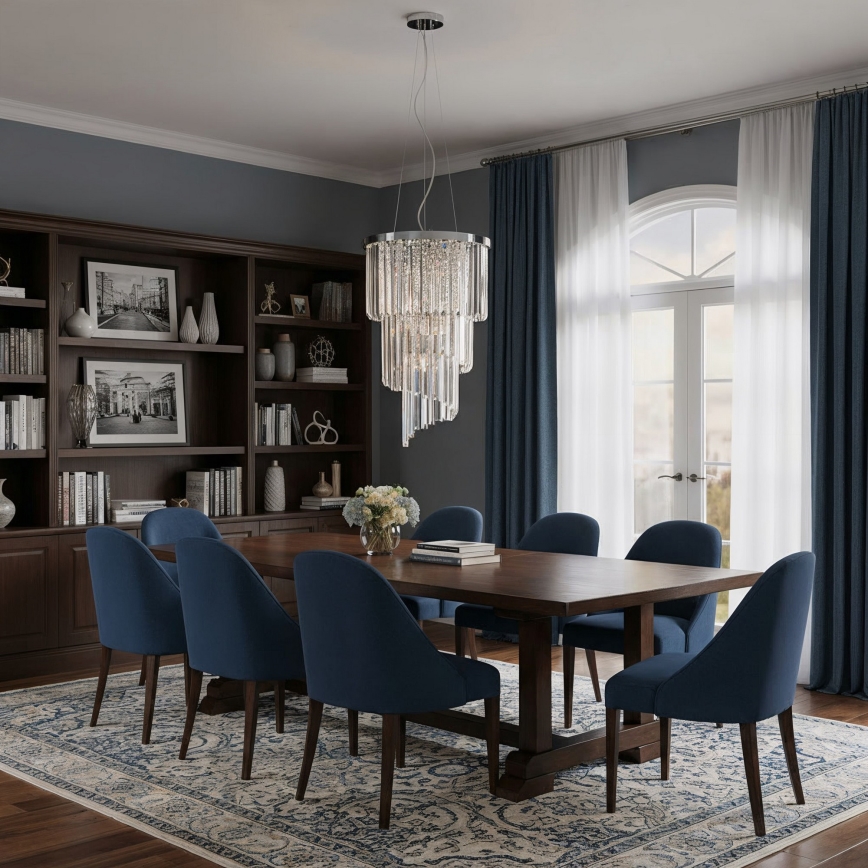 Ideal Lux - Хрустальная подвесная люстра CARLTON 8xE14/40W/230V диаметр 40 см блестящий хром