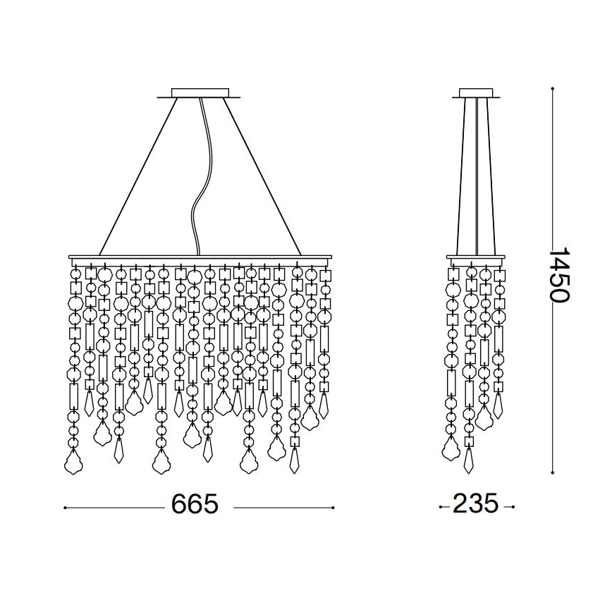 Ideal Lux - Хрустальная подвесная люстра RAIN 5xE14/40W/230V прозрачный