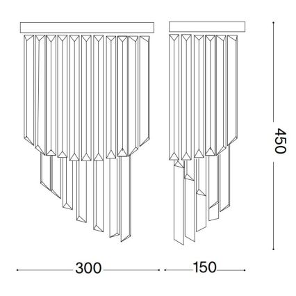 Ideal Lux - Хрустальный настенный светильник CARLTON 3xE14/40W/230V блестящий хром