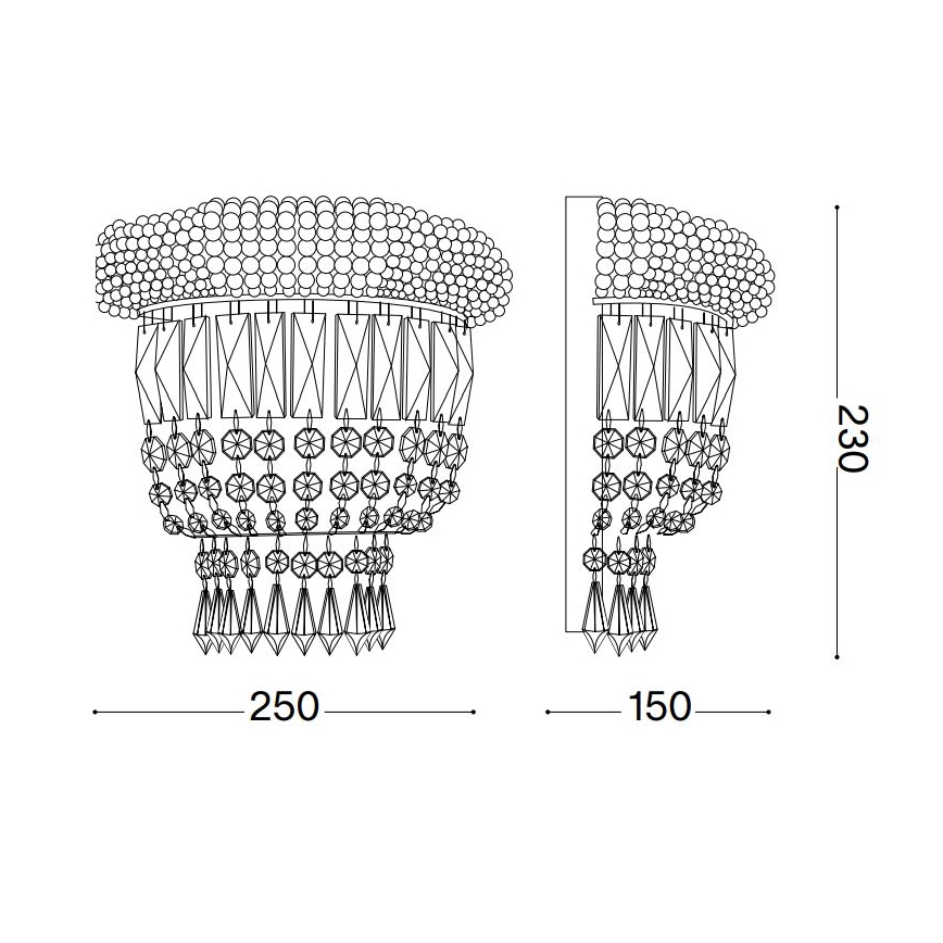 Ideal Lux - Хрустальный настенный светильник DUBAI 2xE14/28W/230V блестящий хром