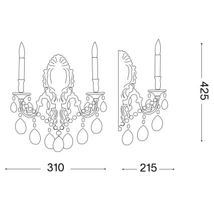 Ideal Lux - Хрустальный настенный светильник GIOCONDA 2xE14/40W/230V серебристый