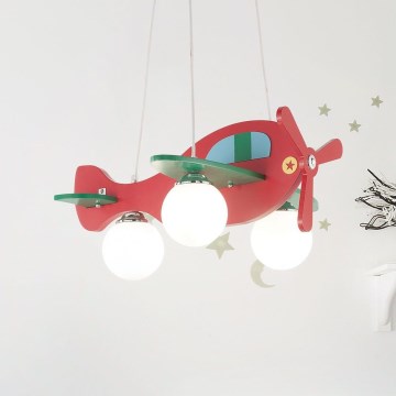 Ideal Lux - Детская подвесная люстра AVION 3xE27/28W/230V красный