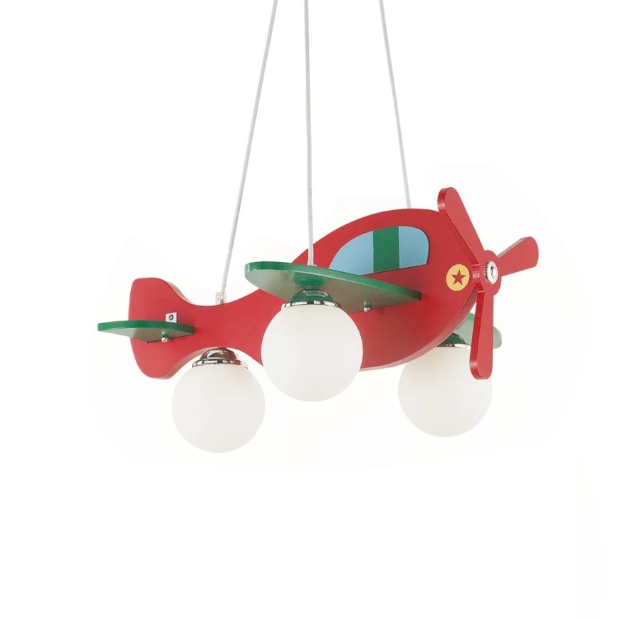 Ideal Lux - Детская подвесная люстра AVION 3xE27/28W/230V красный