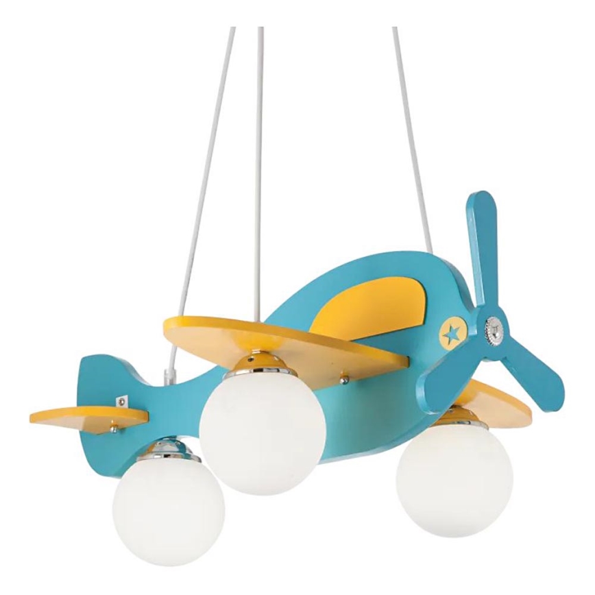 Ideal Lux - Дитяча підвісна люстра AVION 3xE27/28W/230V синій
