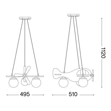 Ideal Lux - Дитяча підвісна люстра AVION 3xE27/28W/230V синій