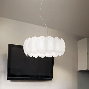 Ideal Lux - Елегантна підвісна люстра на тросі OVALINO 8xE27/60W/230V діам. 55 см біла