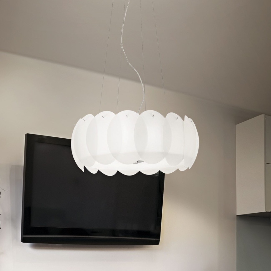 Ideal Lux - Елегантна підвісна люстра на тросі OVALINO 8xE27/60W/230V діам. 55 см біла