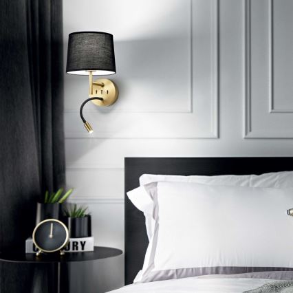 Ideal Lux - Гнучка світлодіодна лампа з кріпленням SET 1xE27/42W + LED/3W/230V CRI 90 USB золота