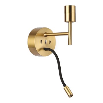 Ideal Lux - Гнучка світлодіодна лампа з кріпленням SET 1xE27/42W + LED/3W/230V CRI 90 USB золота