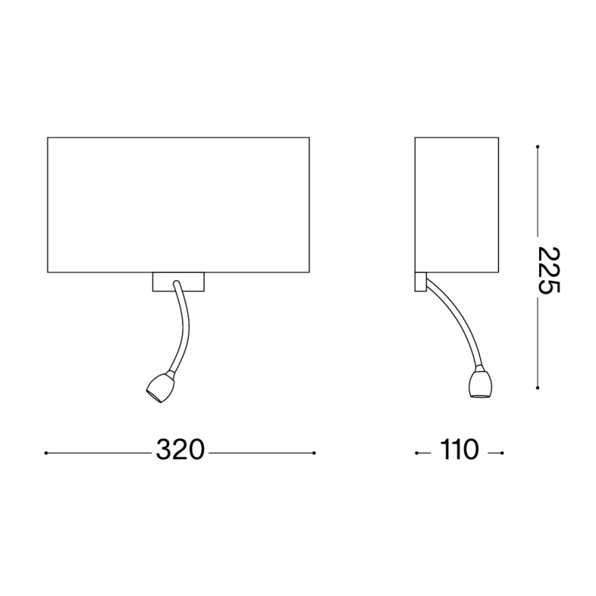 Ideal Lux - Гнучкий настінний світильник LED HOTEL 1xE27/60W/230V + LED/1,5W/230V