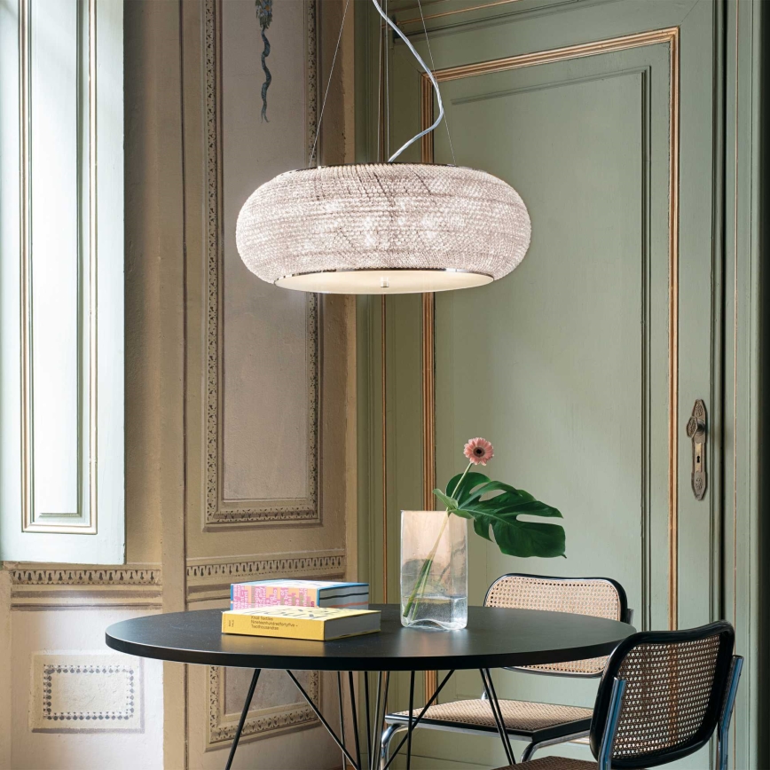 Ideal Lux - LED-хрустальная люстра на тросовом подвесе PASHA 14xE14/40W/230V, диаметр 65 см, полированный хром