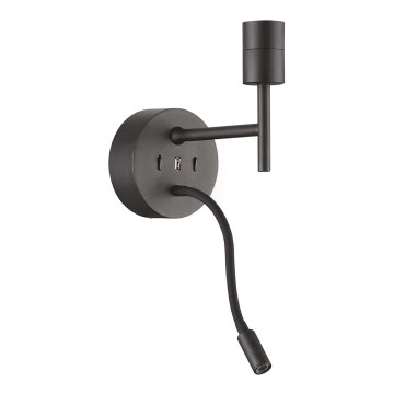 Ideal Lux - LED Гнучка лампа з кріпленням SET UP 1xE27/42W + LED/3W/230V CRI 90 USB чорний