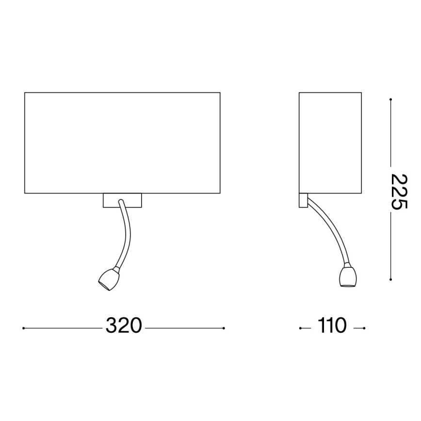 Ideal Lux - LED Гнучка настінна лампа HOTEL 1xE27/60W/230V + LED/1,5W білий