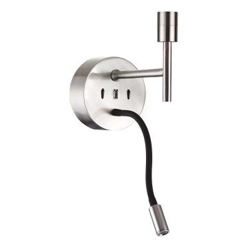 Ideal Lux - LED Гнучка лампа з кріпленням SET UP 1xE27/42W + LED/3W/230V CRI 90 USB глянцевий хром