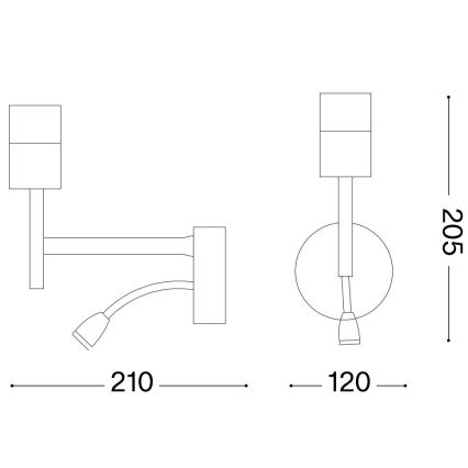 Ideal Lux - LED Гнучка лампа з кріпленням SET UP 1xE27/42W + LED/3W/230V CRI 90 USB чорний