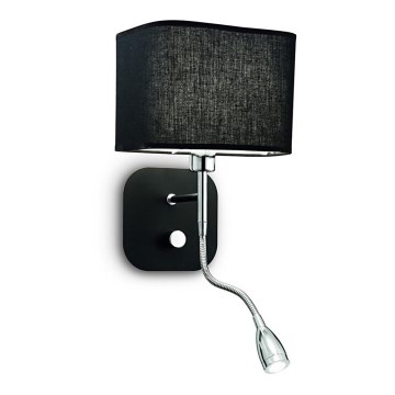 Ideal Lux - LED Гнучка настінна лампа 1xE14/40W/230V + LED/1W/230V чорний