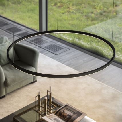 Ideal Lux - светодиодная люстра на тросе ORACLE SLIM LED/29Вт/230В 2700K CRI 90, диаметр 50 см, чёрная