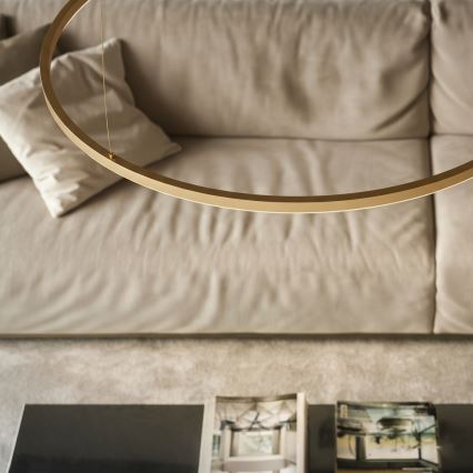 Ideal Lux - Светодиодная подвесная люстра на тросе ORACLE SLIM LED, 29W, 230V, 3000K, CRI 90, диаметр 50 см, золотая