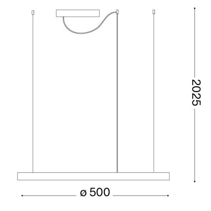 Ideal Lux - Светодиодная подвесная люстра на тросе ORACLE SLIM LED, 29W, 230V, 3000K, CRI 90, диаметр 50 см, золотая