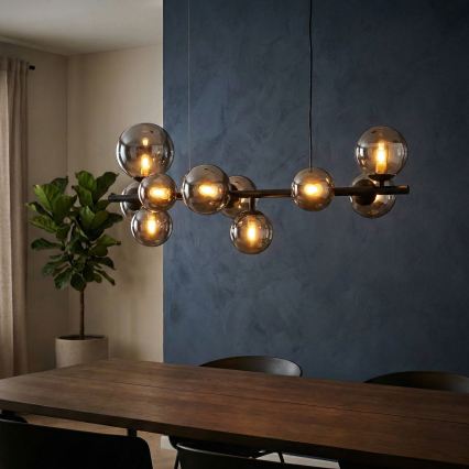 Ideal Lux - LED-люстра на тросовом подвесе PERLAGE 10xG9/3W/230V 81 cm чёрный/дымчатый чёрный