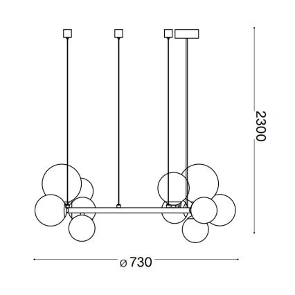 Ideal Lux - светодиодная люстра на тросе PERLAGE 11xG9/3W/230V, диаметр 73 см, чёрный/дымчатый