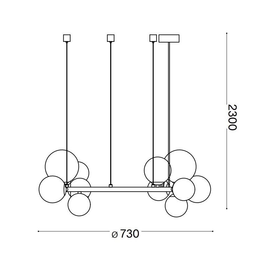 Ideal Lux - светодиодная люстра на тросе PERLAGE 11xG9/3W/230V, диаметр 73 см, чёрный/дымчатый