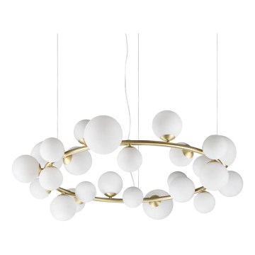 Ideal Lux - LED-люстра на тросе PERLAGE 25xG9/3W/230V 110 см золотой/белый