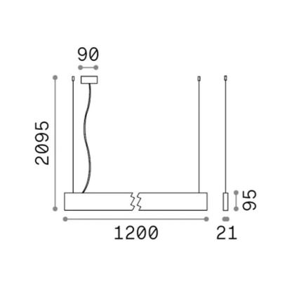 Ideal Lux - LED-люстра на тросе STEEL LED/29W/230V 3000K CRI 90 120 см чёрная