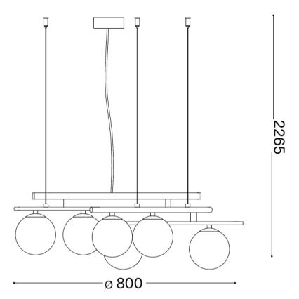 Ideal Lux - LED люстра на тросі ATLAS 6xG9/3W/230V золота
